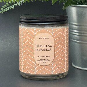 BBW Pink Lilac & Vanilla White Barn Bath & Body Works Mason Single Wick Candle